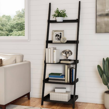 Hastings Home Leaning Ladder Bookcase, Black 225611FWV
